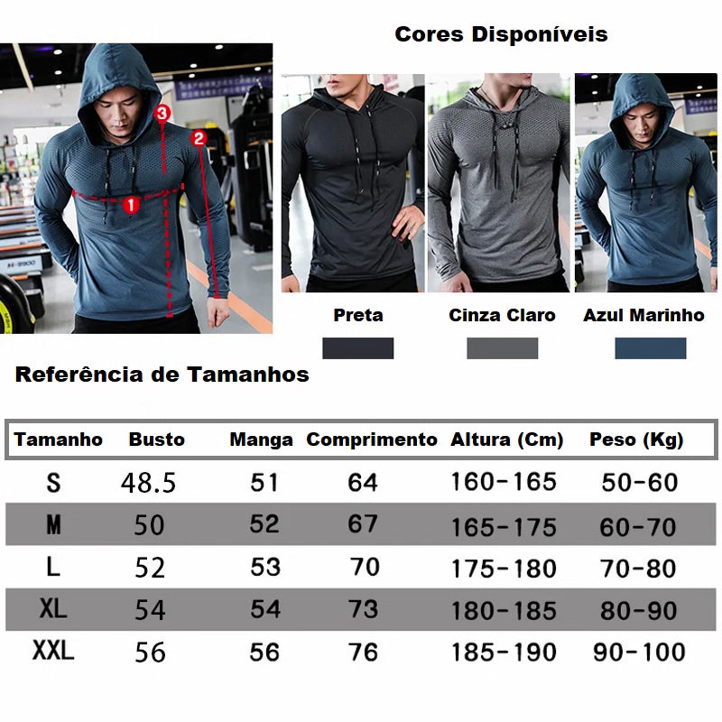 Agasalho Corta Vento com Capuz Masculino - Fitness, Corrida, Musculação